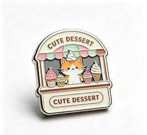 Custom 1 Inch Soft Enamel Lapel <b>Pin</b> Metal Shoulder <b>Badge</b> Cute Cat Dessert <b>Pin</b> for Corporate Promotional Gift - Product Image 2