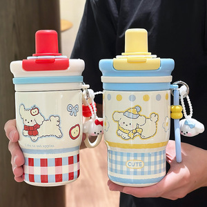 Cute Insulated Water Bottle For Girls 500Ml Portable <b>Straw</b> <b>Cup</b> <b>With</b> Lid And Handle Back To School Gift Drink <b>Cup</b> - Product Image 5