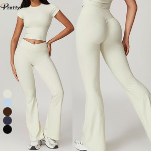 Leggings Yoga a Gamba Larga in Nylon Personalizzati con MOQ Basso, Pantaloni Sportivi da Donna a Vita Alta per Palestra - Product Image 1