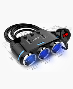YANTU <b>12V</b>-24V Car Charger Charging Port 3.1A QC3.0 Fast Charger Car Power <b>Socket</b> With 3 Charging Cable - Product Image 2