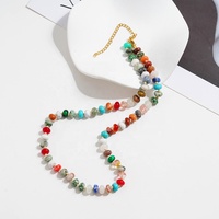 Collier multi-pierres précieuses 8mm perles colorées en pierre naturelle collier de pierres précieuses nouées à la main bijoux