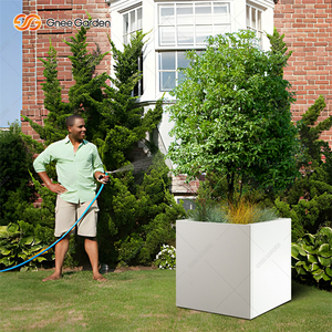 Jardinière carrée blanche en fibre de verre pour plantes de jardin, design ferme américaine, capacité de 24 pouces, résistante aux UV, décoration intérieure - Product Image 2