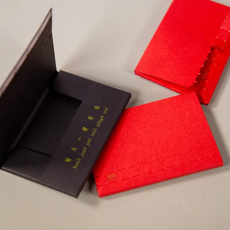 Hochwertig bedruckter klarer Text rot Kunstpapier Goldfolie Reißumschlag tragbare Farbstoff-Umschläge Einladungskarten