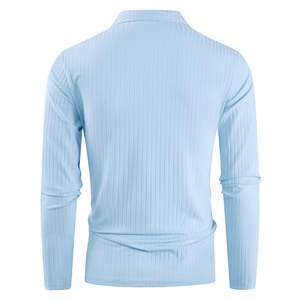 <span class=keywords><strong>POLO</strong></span> sportif à manches longues et fermeture éclair pour hommes, classique, tissu tricoté élastique ultra-mince, service OEM, <span class=keywords><strong>POLO</strong></span> tricoté pour hommes - Product Image 3