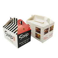Papier blanc revêtu de qualité alimentaire, logo personnalisé pour cuisson, emballage de donuts/gaufre, rapide avec poignée, 50 pièces