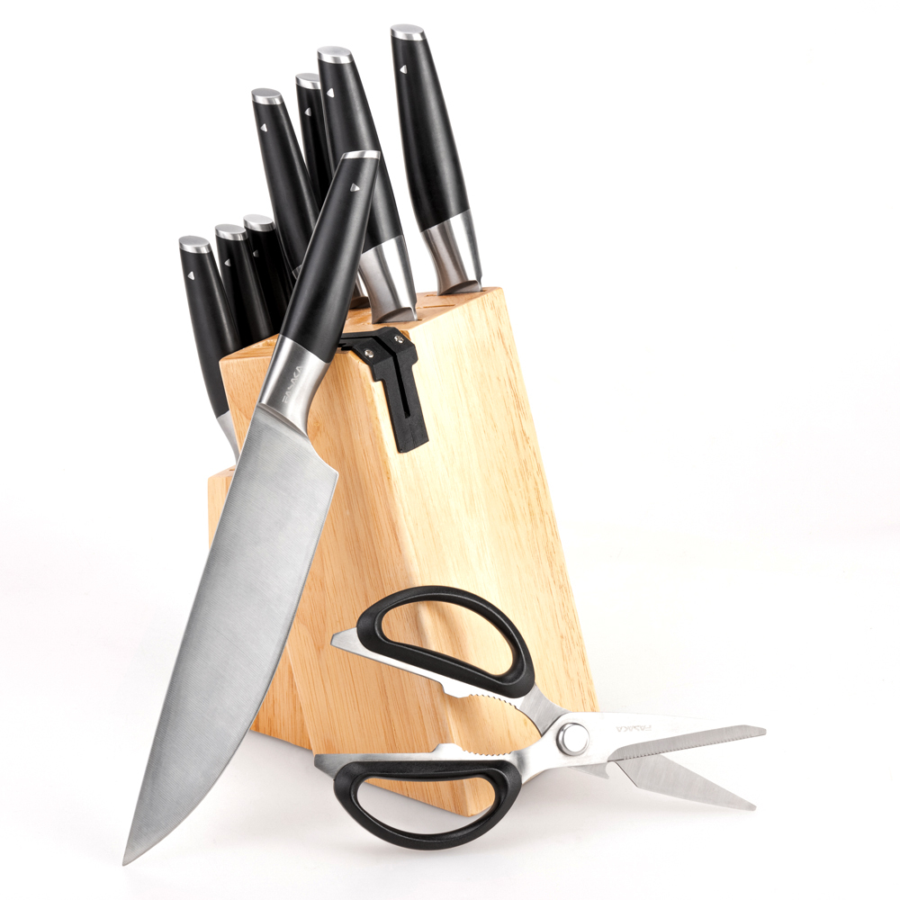 The New Classic Series 5Cr15 Stainless Steel Kitchen Knife Set with Wooden Block Build-in Sharpener