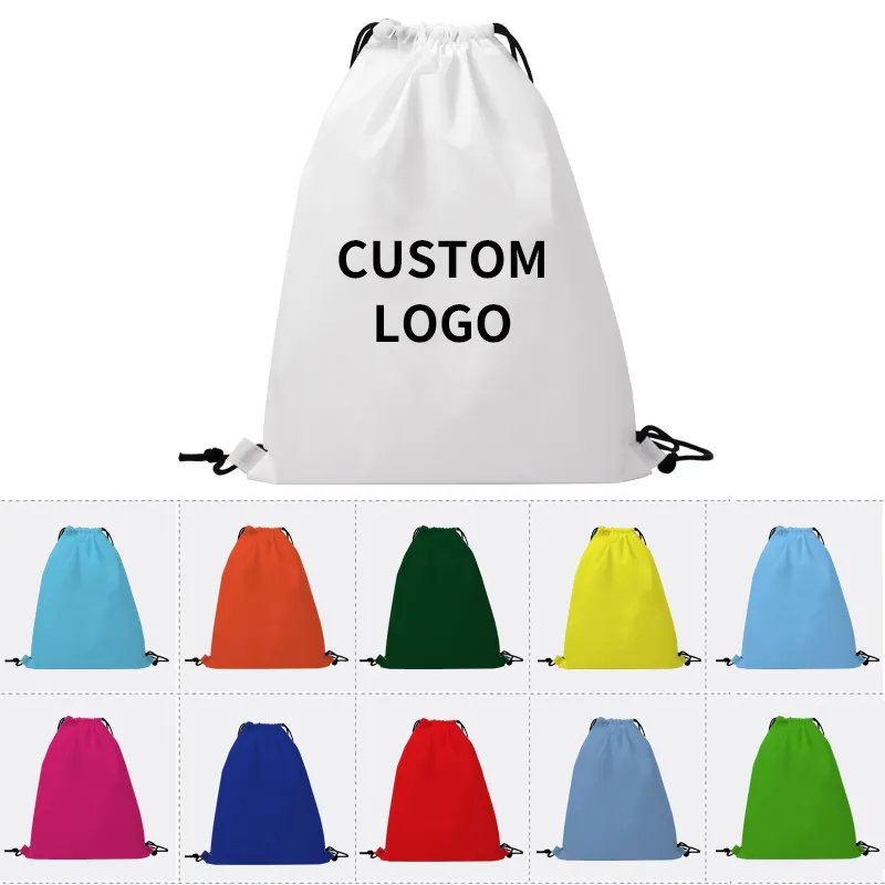 Custom print logo gym non woven drawstring backpack bag