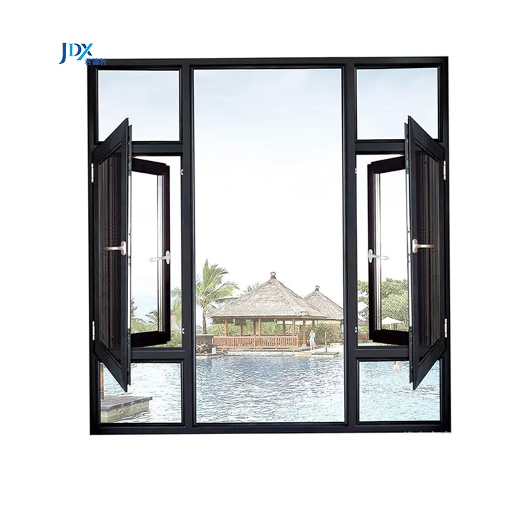 Simple Design Black Color Aluminum Frame Casement Window Reflective Glass Aluminum Windows Casement 28