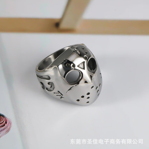 Men's Punk Skull <b>Titanium</b> Steel <b>Ring</b> Mask Shape SA806 Gift Jewelry - Product Image 2