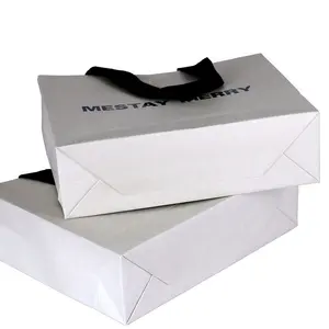 China Manufacturer Cheap Price Wholesale White Kraft Paper Shopping Bags For Clothes