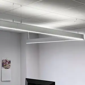 Lampu Sorot Gantung Langit-langit Lampu Gantung Linear LED untuk Rumah Kantor Studio Sekolah Rumah Sakit Pusat Perbelanjaan