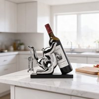 Support à bouteille de vin moderne en forme de kangourou, finition chromée polie miroir, tire-bouchon, décoration pour bar à domicile, cuisine, cadeau