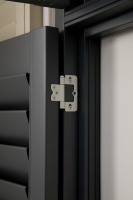 Volets de fenêtre à lames superposées, différents styles, 1/2 volet, couleur noire, cadre en bois