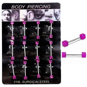 Acrylic Mixed Color Tongue Ring Barbell Ball Tongue Ring Body Piercing Jewelry Dice Sieve Tongue Ring