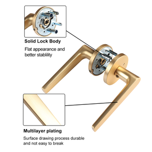 Scandinavian phong cách đòn bẩy sang trọng thiết kế nội thất cửa xử lý chải vàng Lỗ mộng cửa khóa xử lý thiết lập - Product Image 2