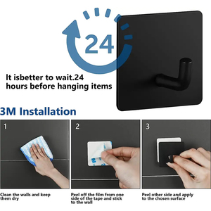 Juego de <span class=keywords><strong>Accesorios</strong></span> de <span class=keywords><strong>Baño</strong></span> de Metal Ecológico de Ocho Piezas, Color Negro, para Montar en la Pared <span class=keywords><strong>Sin</strong></span> Taladrar, en Existencia - Product Image 3