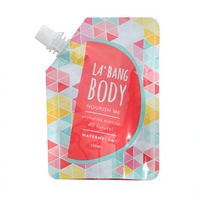 Pochette souple personnalisée écologique de 1L avec bec verseur pour jus de fruits, détergent liquide ou boissons, avec logo personnalisé en PE