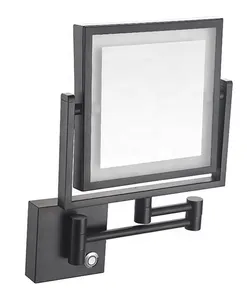 Светодиодное настенное зеркало для макияжа с 3-кратным увеличением, раздвижное Двухстороннее увеличительное зеркало для туалетного столика с подсветкой
