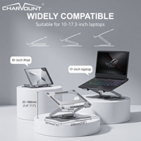 Support réglable pour ordinateur portable, base rotative à 360 degrés en acier au carbone, support de bureau ergonomique, support antidérapant en silicone, 16 pouces
