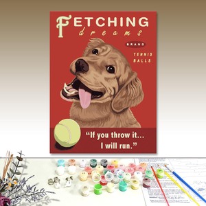 Fetching Dreams <b>Canvas</b> Art Dog Print Rectangle Handpainted Animal Decor Painting by Numbers - Product Image 1