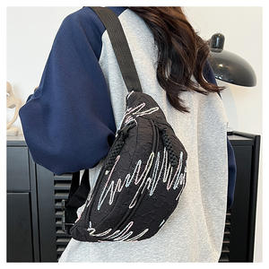 Casual Ladies' Fashion <b>Sports</b> Zip Closure Single Strap Canvas Chest/Crossbody/Waist <b>Bag</b> Z0249 - Product Image 2