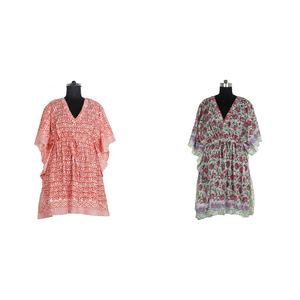 Women's Clothing for Sale Cotton Beach Ladies Smart Casual Dubai Indian Cotton <b>Short</b> Kaftan <b>Sexy</b> <b>Dresses</b> Hand Block Print <b>Dress</b> - Product Image 1
