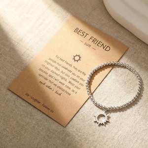 Best Friend <b>Bracelet</b> Set Stainless Steel Sun And Moon <b>Beaded</b> Jewelry For Women <b>Men</b> Anniversary Gift With Cards - Product Image 2