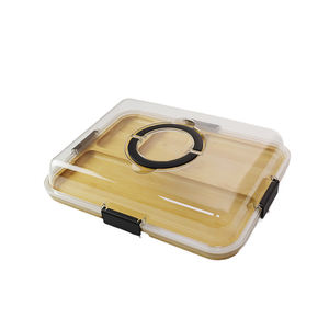 Planche à découper en bambou pour la cuisine, <span class=keywords><strong>plateau</strong></span> à <span class=keywords><strong>charcuterie</strong></span>, <span class=keywords><strong>plateau</strong></span> à <span class=keywords><strong>fromage</strong></span>, <span class=keywords><strong>plateau</strong></span> à fruits, couvercle transparent, 5 compartiments, collations intégrées, <span class=keywords><strong>traiteur</strong></span>, portable - Product Image 2