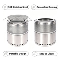 Brasero Portable Anti-Étincelles Sans Fumée en Acier Inoxydable 304, Poêle à Bois avec Grille Anti-Étincelles pour une Utilisation Sûre en Extérieur