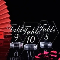 Cartes de siège en acrylique transparent personnalisées-porte-cartes de nom de lieu de mariage et support de menu de numéro de table de restaurant