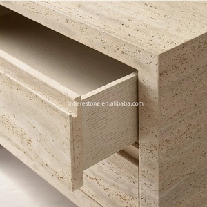 서랍이있는 자연 석회화 스탠드 침실 및 출입구를위한 다목적 석재 사이드 테이블 - Product Image 5