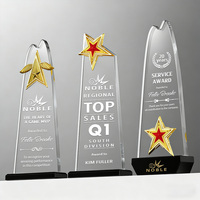 Trophée en cristal personnalisé Noble Top Performer Award avec étoile à cinq branches en métal pour la reconnaissance des meilleurs vendeurs