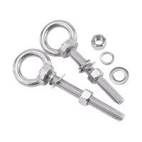 Kit Baut Mata Cincin Baja Tahan Karat 304 dengan Tangkai Panjang M3-M24, Baut Kepala Cincin Ulir Penuh dengan Mur dan Ring untuk Rigging dan Penjangkaran