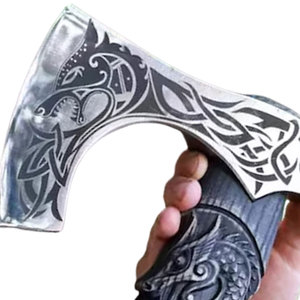 2026 High Quality Steel Embossed Head <b>Viking</b> <b>Axe</b> Hunting & Camping <b>Axe</b> With Wood Handle and Damascus Steel <b>Viking</b> <b>Axe</b> - Product Image 2