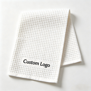 Serviette de cuisine en coton gaufré personnalisée avec logo imprimé, réutilisable, séchage rapide, très absorbante, multi-usages - Product Image 1