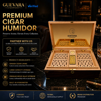 Humidor à cigares GUEVARA de luxe, grande capacité, en bois de cèdre espagnol fait main, boîte de rangement pour cigares de bureau avec hygromètre et humidificateur