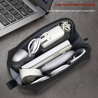 Sac de rangement portable sans fermeture pour câbles de données et accessoires de chargeur - Design minimaliste moderne Modèle S2435 pour voyage et bureau