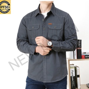 Chemise Homme Personnalisée de Haute Qualité Respirante Couleur Unie Manches Longues Double Poche Coupe Slim Décontractée - Product Image 2