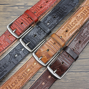 Cintura in Vera Pelle Goffrata da Uomo, Lusso Vintage, Fibbia ad Ardiglione in Lega Invecchiata, Cinture di Design, Cinturino per Jeans, Cinturino Firmato - Product Image 1