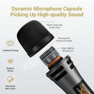 Professional Dual UHF Cordless XLR Dynamic <b>Wireless</b> Handheld Karaoke <b>Microphone</b> Set Noise Cancelling 60M Range Metal - Product Image 5