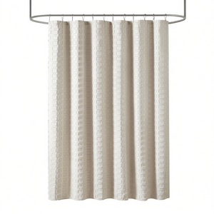 Rideau de douche tissé à découpe minimaliste pour une meilleure gestion de l'eau dans la salle de bain - Product Image 1