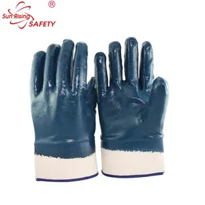SRSAFETY Conduction Abrasion Resistance Nitrile NBR work gloves for oil resistant with Full Coated nitrile Gloves