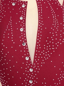 Justaucorps de danse pour femme à manches longues, col montant, en maille, orné de strass, motif flamme, coupe haute, pour spectacle sur scène, personnalisé - Product Image 4