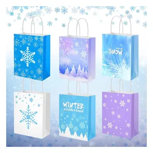 Sacchetti regalo con fiocco di neve congelate Wonderland Wonderland borsa regalo con manici Goodie Bag per natale Wedding forniture