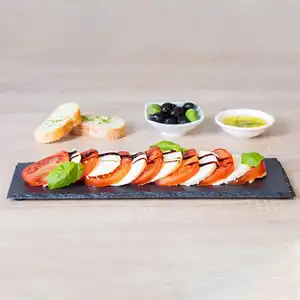 Nampan batu alami nampan keju Sushi Slate piring makan malam