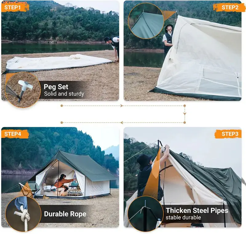 Tenda da campeggio impermeabile per eventi Glamping tenda da campeggio esterna resistente all'ingrosso di alta qualità personalizzata 6-10 persone