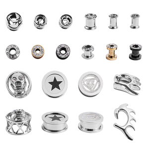 Clásico Acero inoxidable chapado en oro circón oreja medidores túneles tapones Piercing joyería - Product Image 1