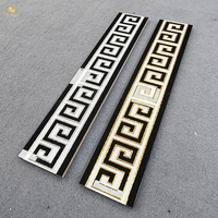 Carreaux de bordure en céramique Springletile, motif clé grecque noir et blanc doré, marbre poli, pour décoration intérieure