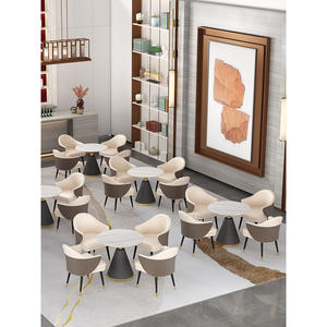 Nordic Style <b>Round</b> Negotiation <b>Table</b> With <b>4</b> <b>Chairs</b> Minimalist Design For Business Reception <b>And</b> Leisure Areas - Product Image 3