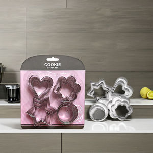 Vente chaude : Lot de 12 <span class=keywords><strong>emporte</strong></span>-pièces en acier inoxydable argenté, motifs étoile, cœur, fleur, moules à biscuits écologiques, compatibles lave-vaisselle - Product Image 3